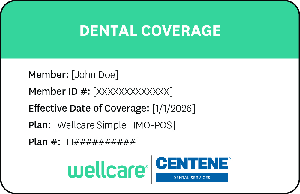 Dental coverage card for Wellcare members