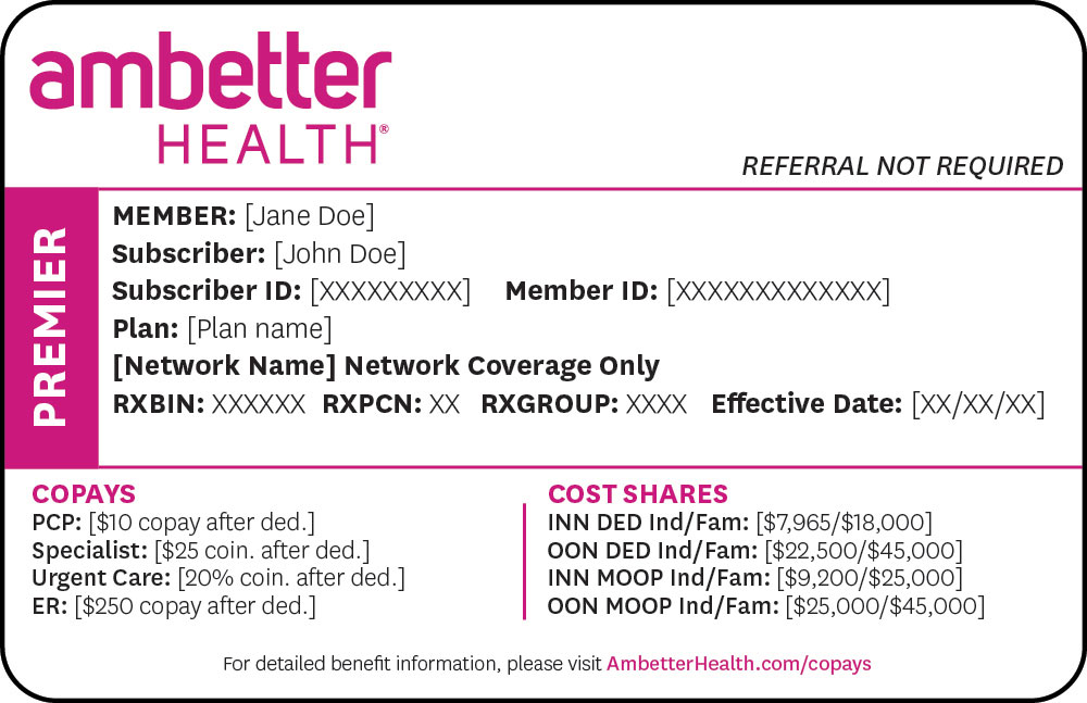 Sample Ambetter Health Member ID Card