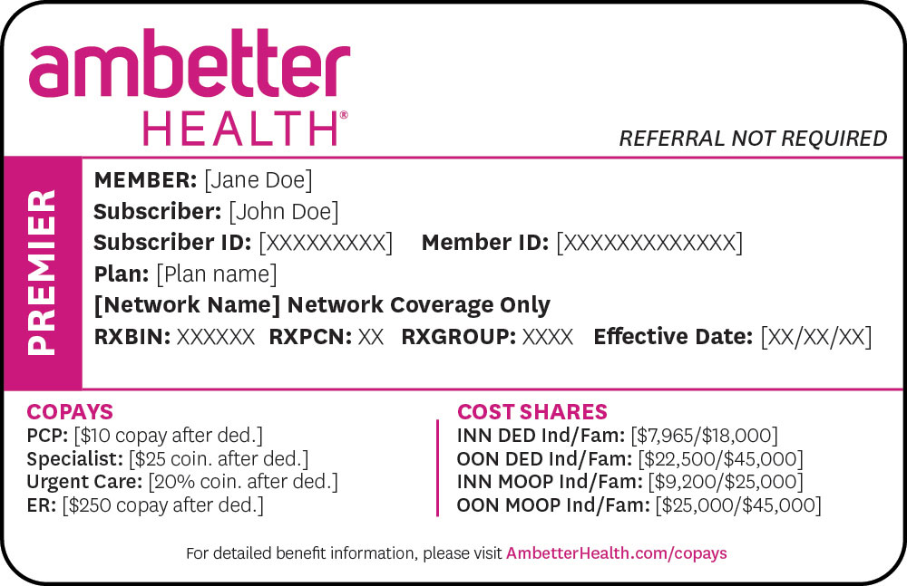 Ambetter Health Premier member ID card