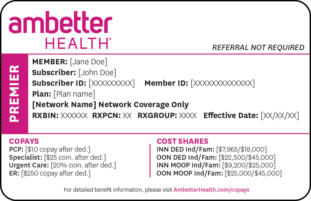 Ambetter Health from PA health and wellness Premier member ID card