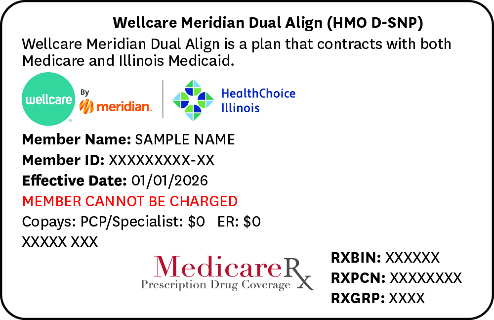 Wellcare By Meridian Dual Align Member ID card