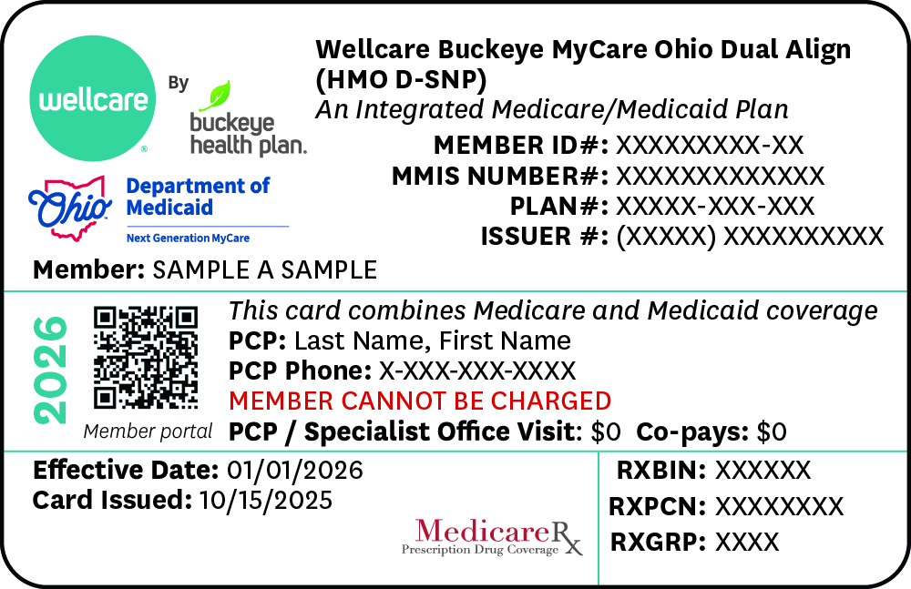 Wellcare By Buckeye Health Plan member ID card