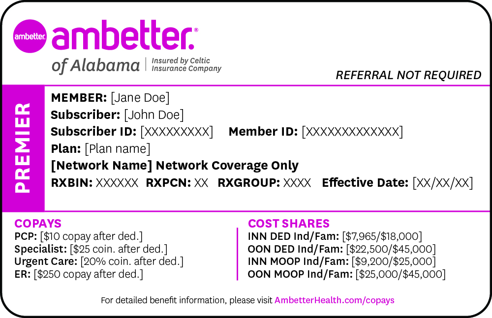 Ambetter of Alabama Premier member ID