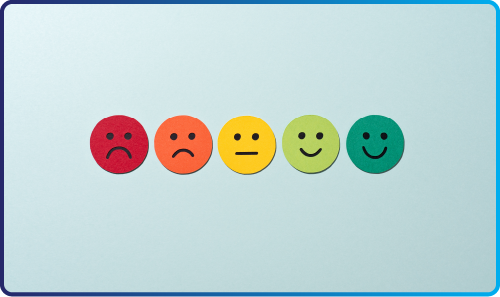 series of smiley faces from sad to happy