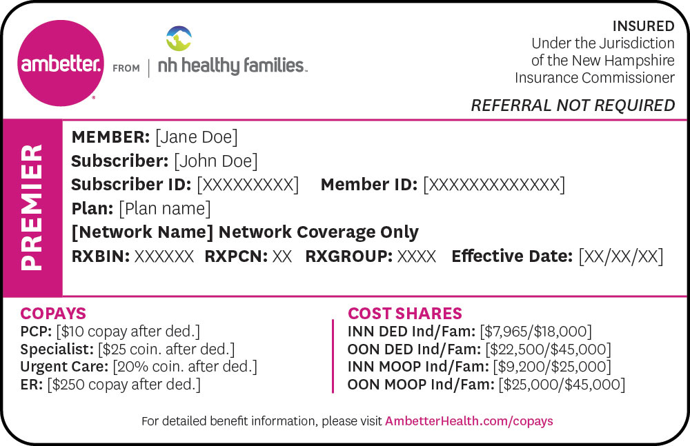 Ambetter from Silver Summit health Plan sample member ID Card