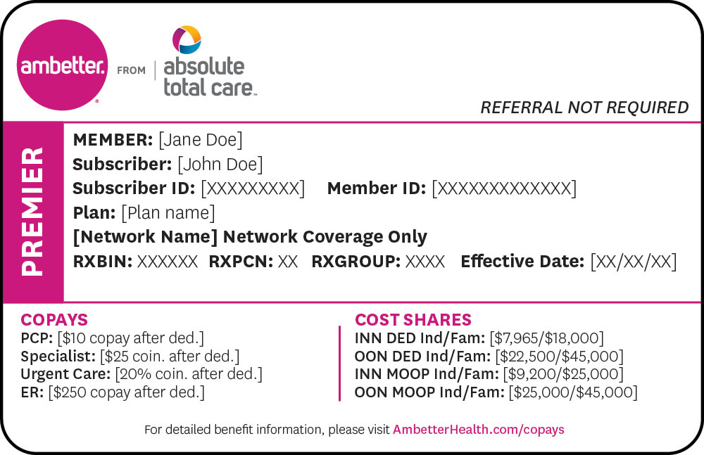 Ambetter from Absolute Total Care Premier member ID